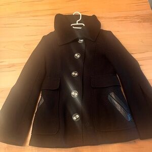 Mackage Black Pea Coat with Silver Buttons